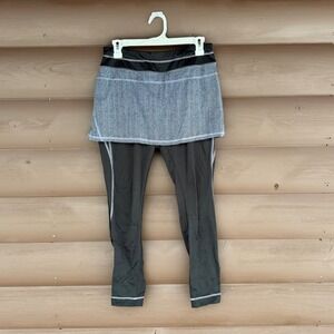 Athleta Suit Up Placid 2-in-1 Skirted Leggings Women's Size M Black and White